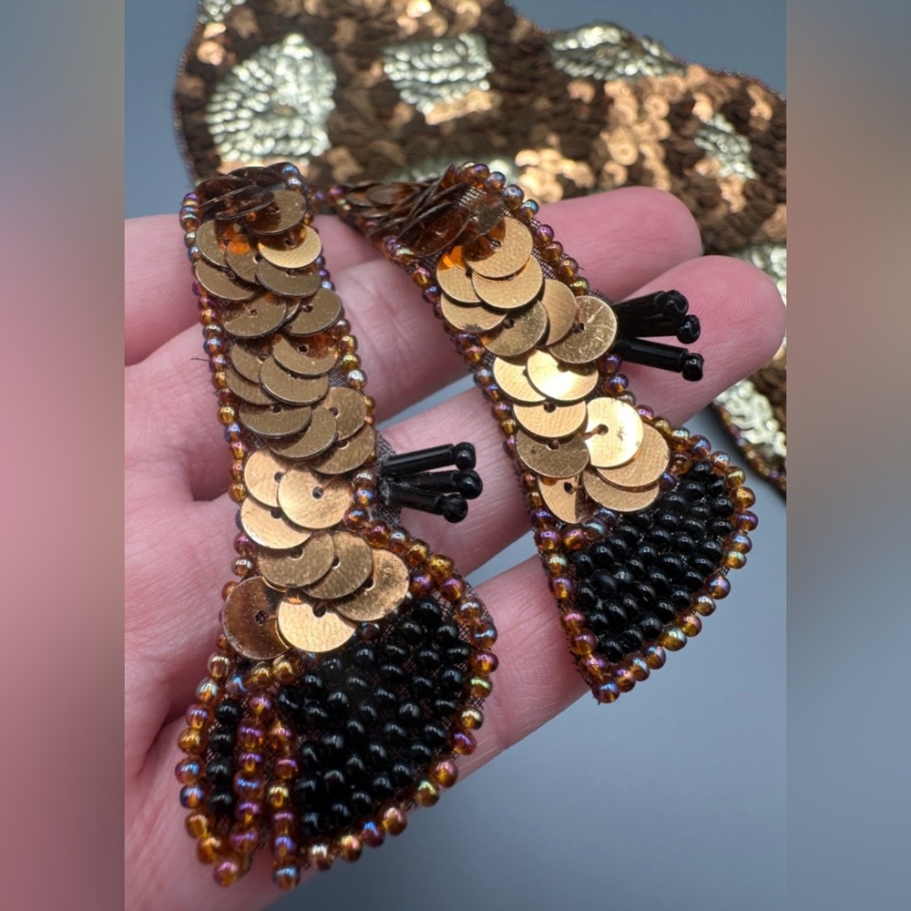 VTG Giant Giraffe Sequin Sew On Beaded Applique Around The Neck Collar Or Sleeve - Picture 8 of 16